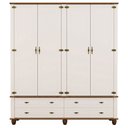 Ver mais imagens de Guarda Roupa Solteiro 4 Portas 4 Gavetas 190cm Provençal Alegra S05 Off White Nogueira - Lyam Decor