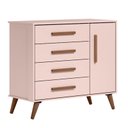 Ver imagem 2 de Berço Americano 3820 e Cômoda Infantil 3825 Q Encanto Retrô Rosa com Colchão Ortobom - Qmovi
