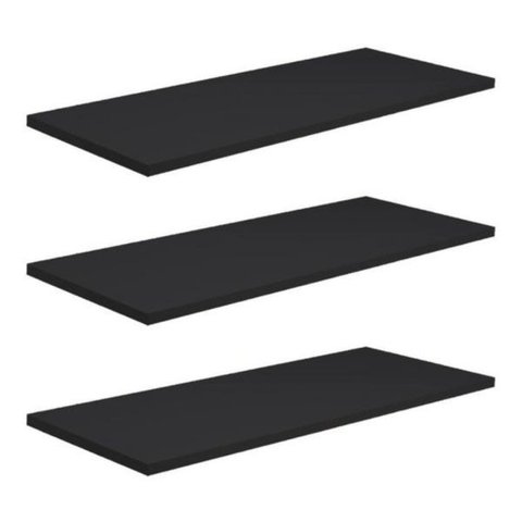 Kit 3 Prateleiras 50x15 MDF Preto com Suporte Flutuante Invisível