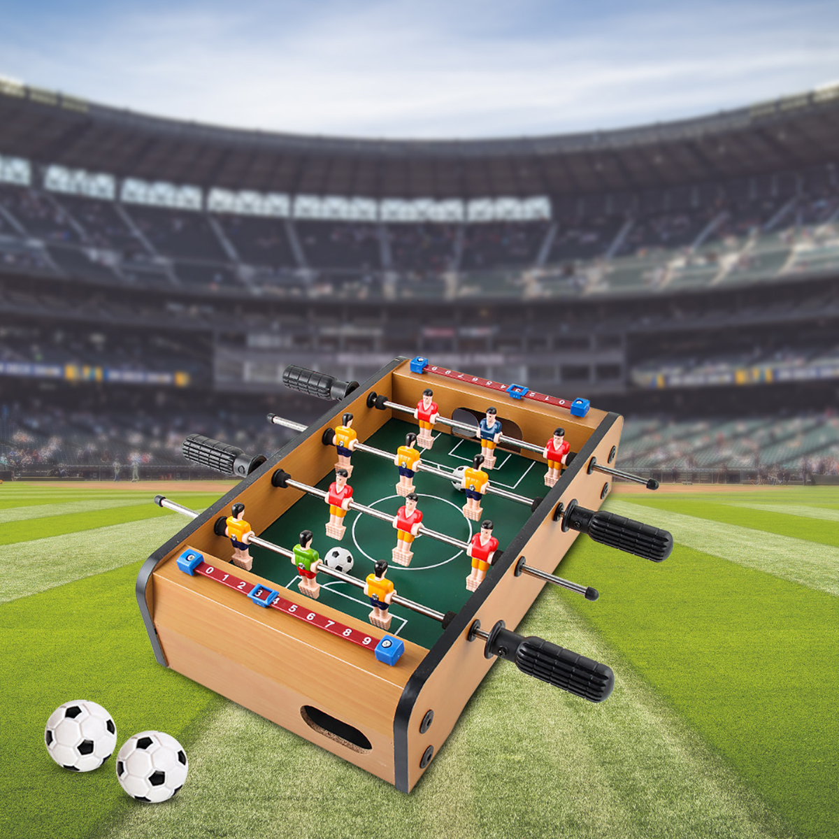 Jogo Mini Hóquei de Mesa e Futebol Pebolim - 2 em 1 - Brinca Mundo