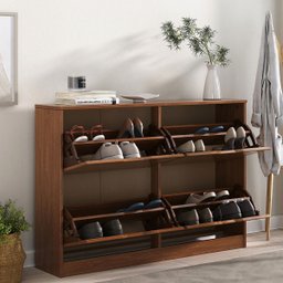 Sapateira Madeira Horizontal Organizadora 4 Portas Castanho Basil - 2