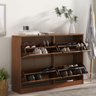 Sapateira Madeira Horizontal Organizadora 4 Portas Castanho Basil Idimex - 2