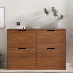 Sapateira Madeira Horizontal Organizadora 4 Portas Castanho Basil - 1
