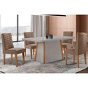Ver imagem 1 de Conjunto Sala de Jantar Tilia C/ Tampo Madeirado C/ Vidro Canto Curvo 120x80cm e 4 Cadeiras Dafne