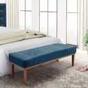 Ver imagem 4 de Divã Recamier Banco Base Madeira para Quarto Gênova 195cm Veludo Azul Marinho S04 - D'Rossi
