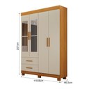 Ver imagem 2 de Guarda Roupa Solteiro Recife New com Espelho 4 Portas 2 Gavetas - Leifer Cinamomo/Off White