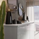 Ver imagem 4 de Buffet Aparador Branco / Freijó para Sala de Jantar 4 Portas Pés em Madeira Maciça