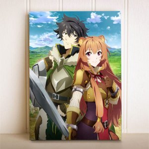 Placa Decorativa Anime Shield Hero Tate no Yuusha Naofumi e Raphtalia