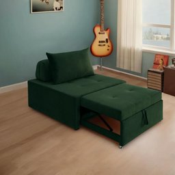 4 em 1 Poltrona, Puff, Chaise e Cama Ares Verde Estofama - 5