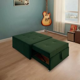 4 em 1 Poltrona, Puff, Chaise e Cama Ares Verde Estofama - 2