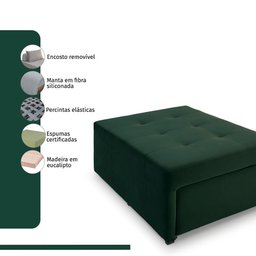 4 em 1 Poltrona, Puff, Chaise e Cama Ares Verde Estofama - 8