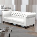 Ver imagem 2 de Sofá Decorativo Sala de Estar Chesterfield 3 Lugares 220cm Couro Branco - Mozzelar