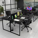 Ver imagem 1 de Escrivaninha Mesa Escritório com Gavetas 1 Gaveta 2 Lugares 120cm Industrial Preto