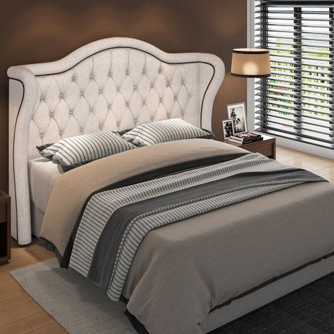 Cabeceira Cama Box Queen 160 cm P05 Lisboa Linho Cru - Lyam Decor