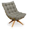Poltrona com Puff Costela Giratório Suede Marrom Rato Base Madeira Ma25 - D'rossi - 3