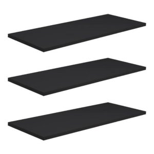 Kit 3 Prateleiras 40x15 MDF Preto com Suporte Flutuante Invisível
