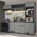Ver imagem 1 de Armário De Cozinha Completa 260cm Cinza Nice 03 Cinza