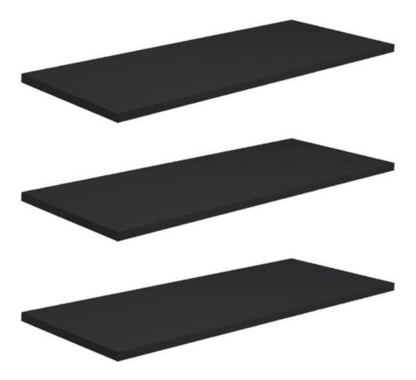 Kit 3 Prateleiras 50x30 MDF Preto com Suporte Flutuante Invisível