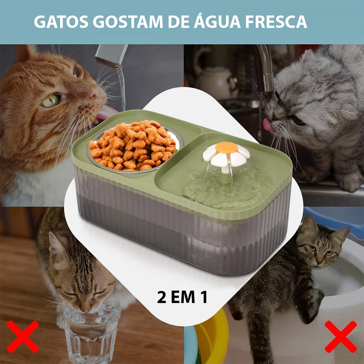 Bebedouro Comedouro com Filtro Fonte Agua Gato Cachorro Pet Aço Inox Raçao Caes Saudvel Comida Usb S - 8