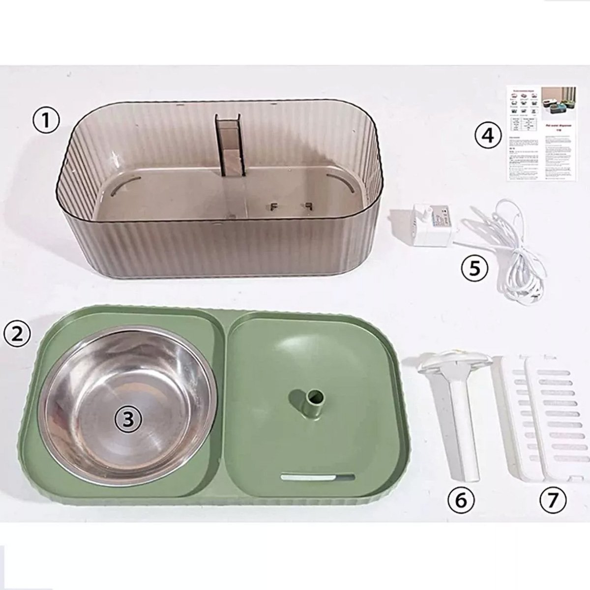 Bebedouro Comedouro com Filtro Fonte Agua Gato Cachorro Pet Aço Inox Raçao Caes Saudvel Comida Usb S - 2