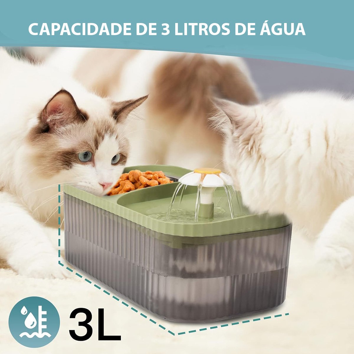 Bebedouro Comedouro com Filtro Fonte Agua Gato Cachorro Pet Aço Inox Raçao Caes Saudvel Comida Usb S - 7