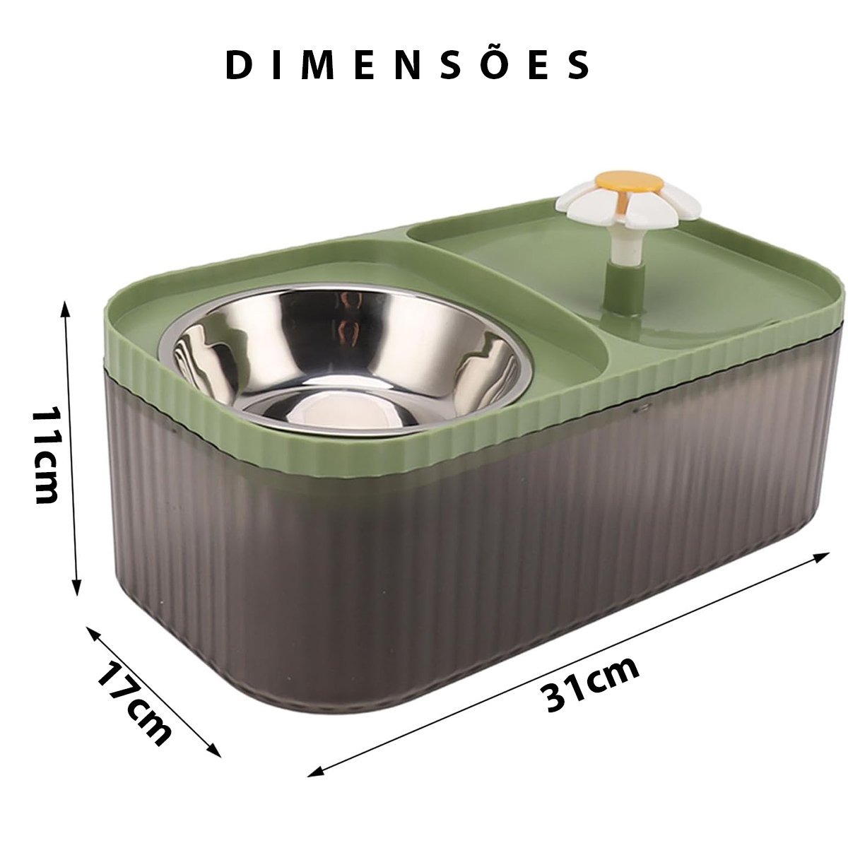 Bebedouro Comedouro com Filtro Fonte Agua Gato Cachorro Pet Aço Inox Raçao Caes Saudvel Comida Usb S - 6