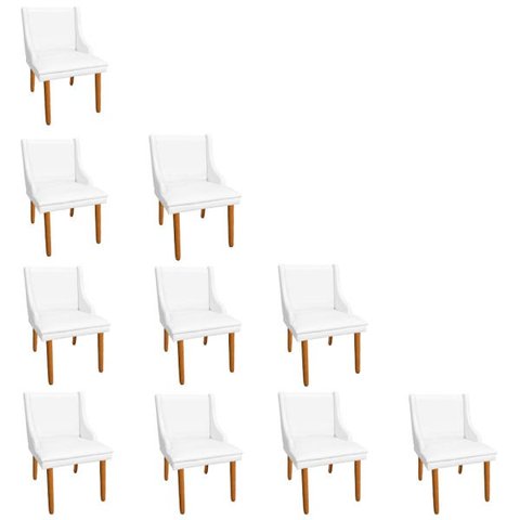 Kit 10 Cadeiras de Jantar Liz Corino Pés Palito Castanho - Branco