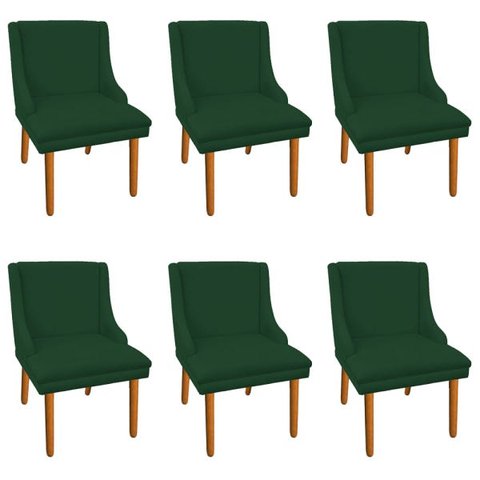 Kit 6 Cadeiras de Jantar Liz Suede Pés Palito Castanho - Verde