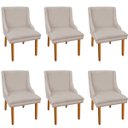 Ver imagem 1 de Kit 6 Cadeiras de Jantar Liz Suede Pés Palito Castanho - Bege