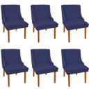 Ver imagem 1 de Kit 6 Cadeiras de Jantar Liz Suede Pés Palito Castanho - Azul Marinho