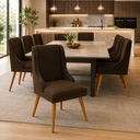 Ver imagem 1 de Conjunto 8 Cadeiras para Mesa de Jantar Cozinha Liz Suede Pés Palito Castanho - Marrom