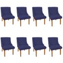 Ver imagem 1 de Kit 8 Cadeiras de Jantar Liz Suede Pés Palito Castanho - Azul Marinho