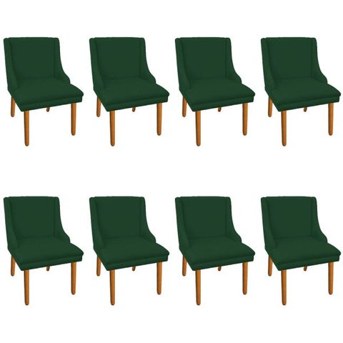 Kit 8 Cadeiras de Jantar Liz Suede Pés Palito Castanho - Verde