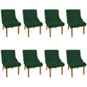 Ver imagem 1 de Kit 8 Cadeiras de Jantar Liz Suede Pés Palito Castanho - Verde