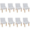 Ver imagem 1 de Kit 8 Cadeiras de Jantar Liz Suede Pés Palito Castanho - Cinza