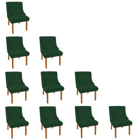 Kit 10 Cadeiras de Jantar Liz Suede Pés Palito Castanho - Verde