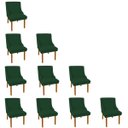 Ver imagem 1 de Kit 10 Cadeiras de Jantar Liz Suede Pés Palito Castanho - Verde
