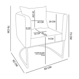 Kit 2 Poltronas Paola Suede Base Metálica Dourado - D'Rossi - Bege - 6