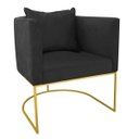 Ver imagem 2 de Kit 2 Poltronas Paola Suede Base Metálica Dourado - D'Rossi - Preto
