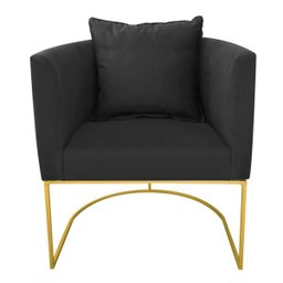 Kit 2 Poltronas Paola Suede Base Metálica Dourado - D'Rossi - Preto - 3