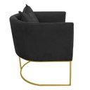 Ver imagem 4 de Kit 2 Poltronas Paola Suede Base Metálica Dourado - D'Rossi - Preto