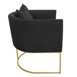Kit 2 Poltronas Paola Suede Base Metálica Dourado - D'Rossi - Preto - 4