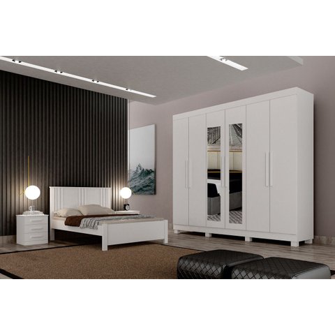 Dormitorio Casal Espelho 4 Pçs Completo Aspen - Arbo Design