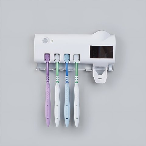 Esterilizador e Suporte para Escova de Dente com Luz Uv e Dispenser de Pasta Integrado:branco