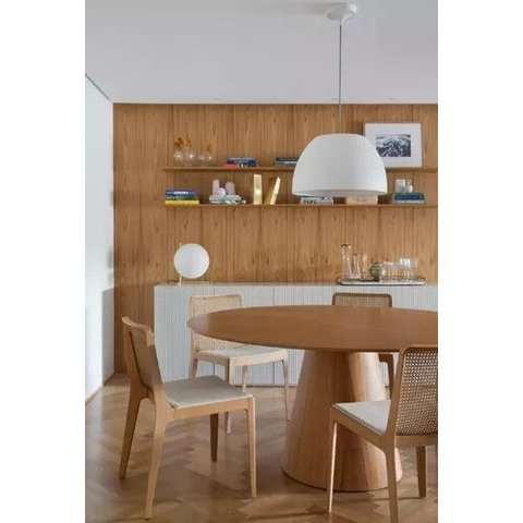 Mesa de Jantar Cone Base Mel Tampo Redondo Laminado 1,00m