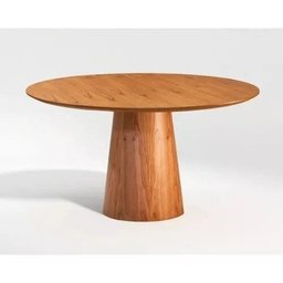 Mesa de Jantar Cone Base Mel Tampo Redondo Laminado 1,00m - 2