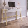 Escrivaninha Noble Branco Pés em Madeira Pinus Natural 120cm - D'Rossi - 2