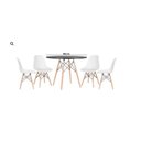 Ver imagem 1 de Conjunto de Jantar Mesa Eiffel 90cm Preta + 4 Cadeiras Eiffel DKR Brancas