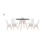 Conjunto de Jantar Mesa Eiffel 90cm Preta + 4 Cadeiras Eiffel DKR Brancas - 1