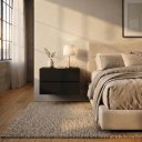 Ver imagem 2 de Kit Mesa de Cabeceira Suspensa Eros 60cm Preta 2 Gavetas MDF